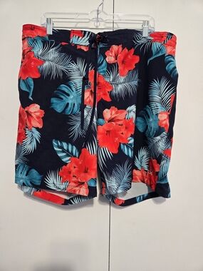 Calvin Klein‎ Tropical Floral Swim Trunks Board Shorts XL Pockets